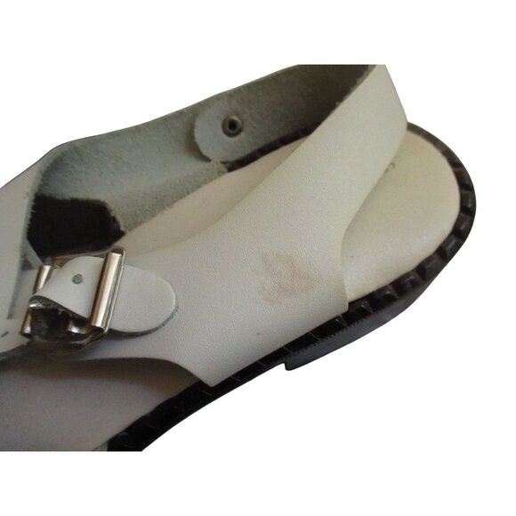 sz 5 Vintage Womens Italian White Leather Strappy Sandals With Buckle & Low Heel - Picture 7 of 13